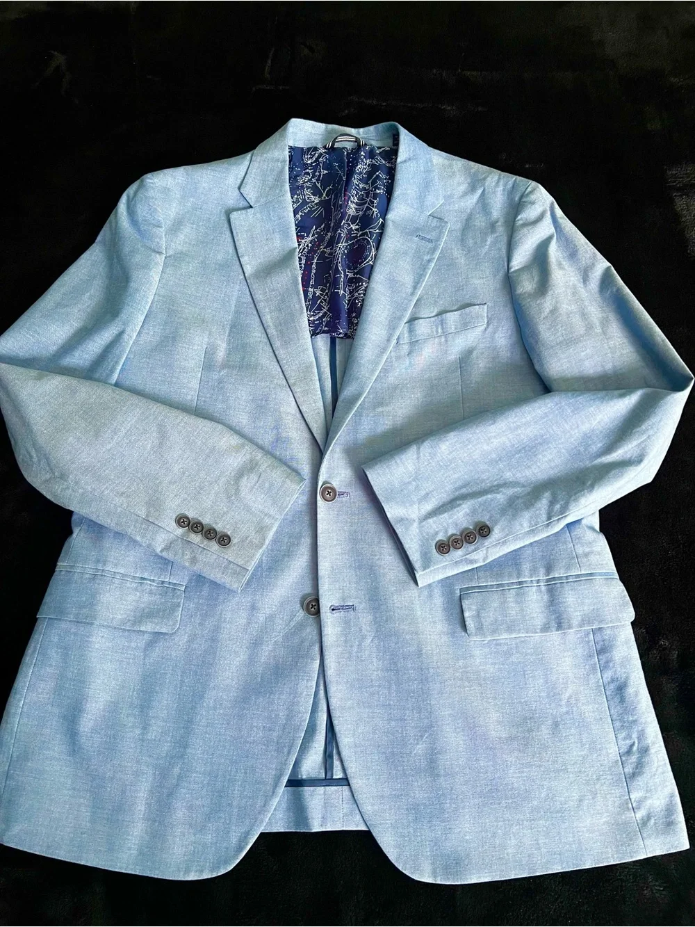 Cotton Stretch Light Blue Men's Two-Button Blazer